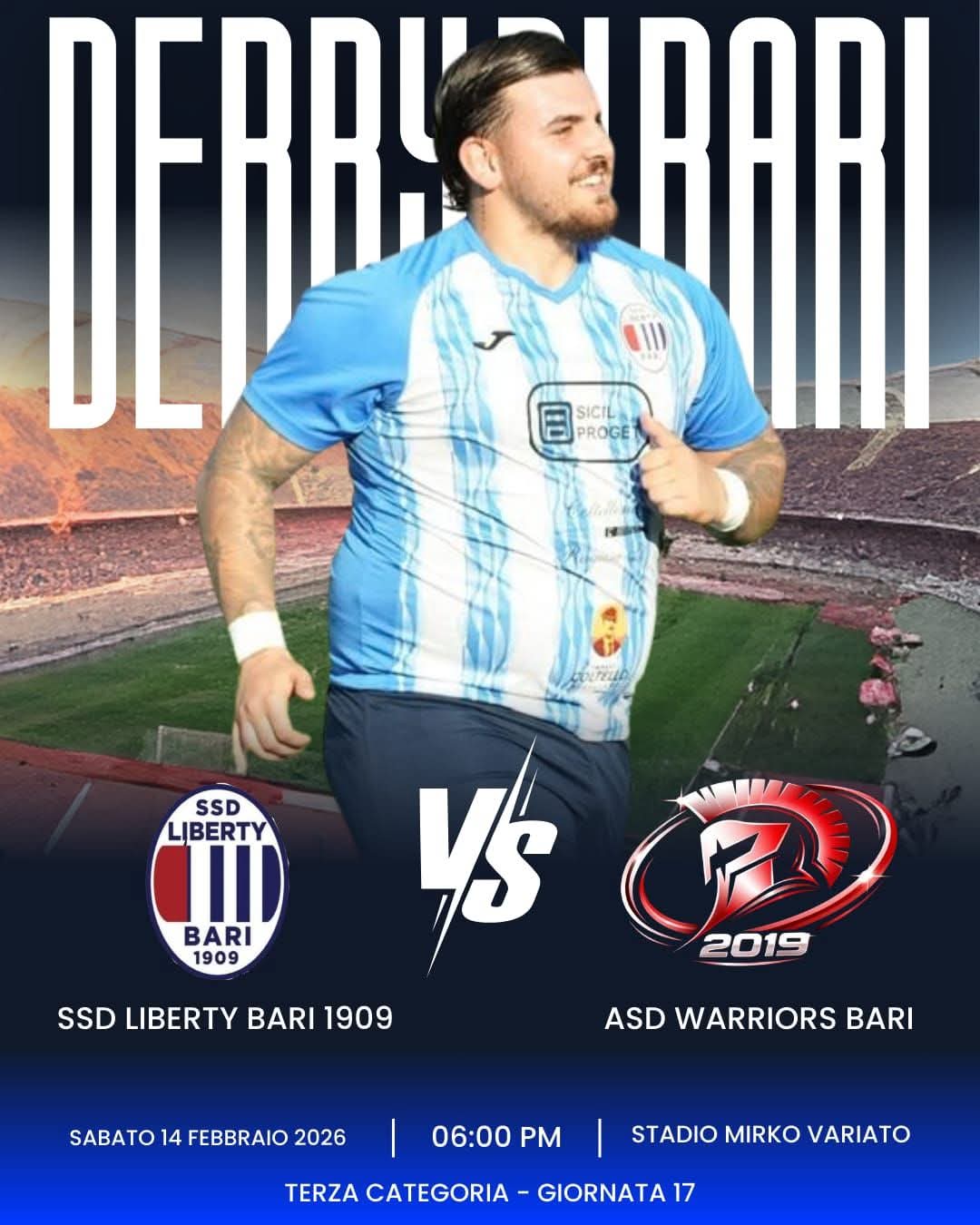 Derby di Bari, Terza Categoria: Liberty Bari e Warriors Calcio Bari danno vita a una sfida equilibrata