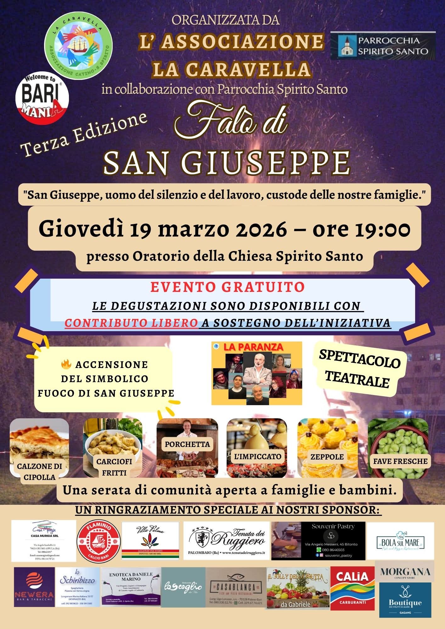 CB: Bari, tutto pronto per il 3° Falò di San Giuseppe: il Presidente Ventrella annuncia una grande serata e una  sorpresa speciale per i papà