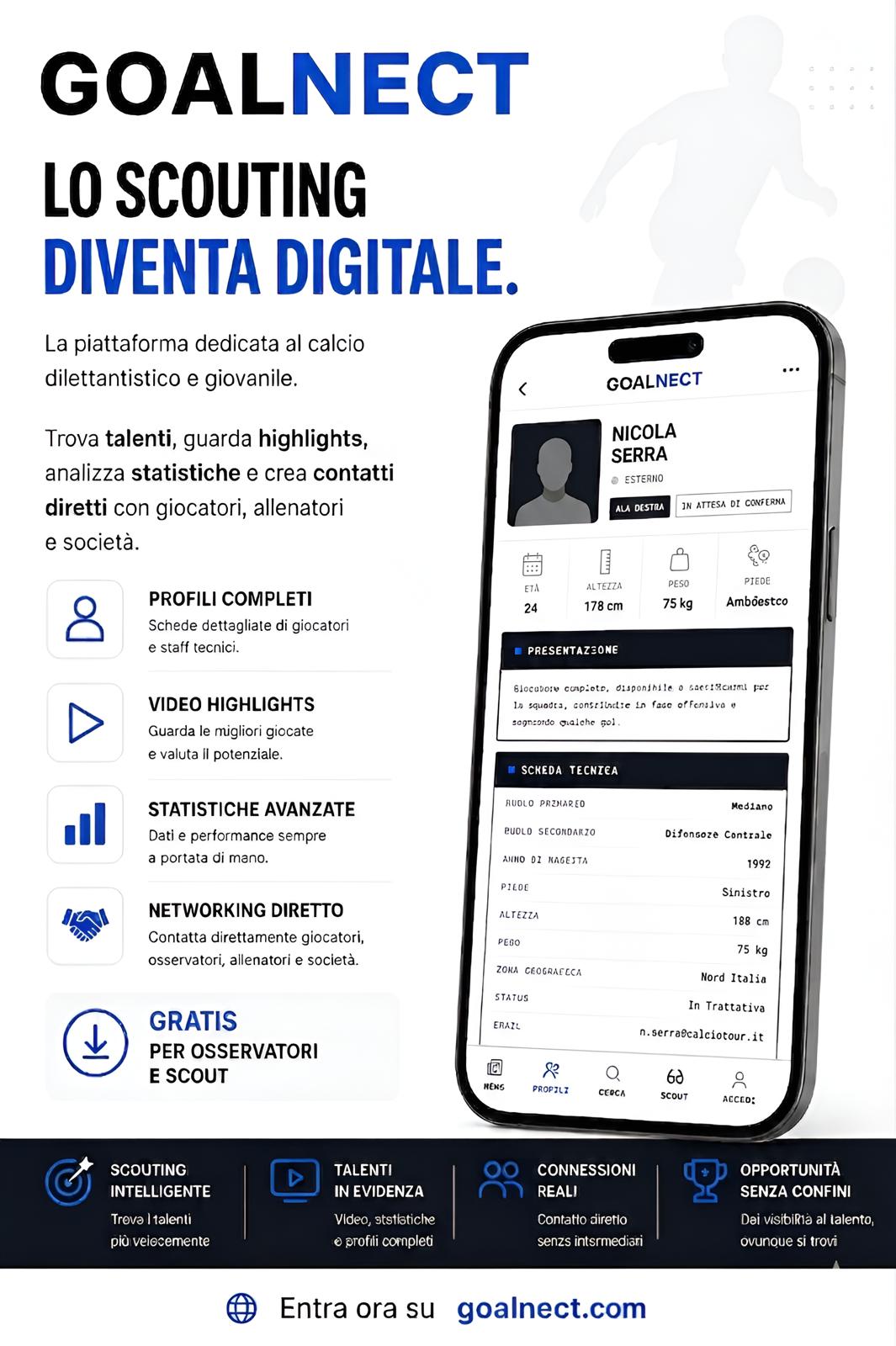 Il calciomercato cambia pelle: nasce Goalnect, la nuova frontiera per gli addetti ai lavori (CB) (ILB)